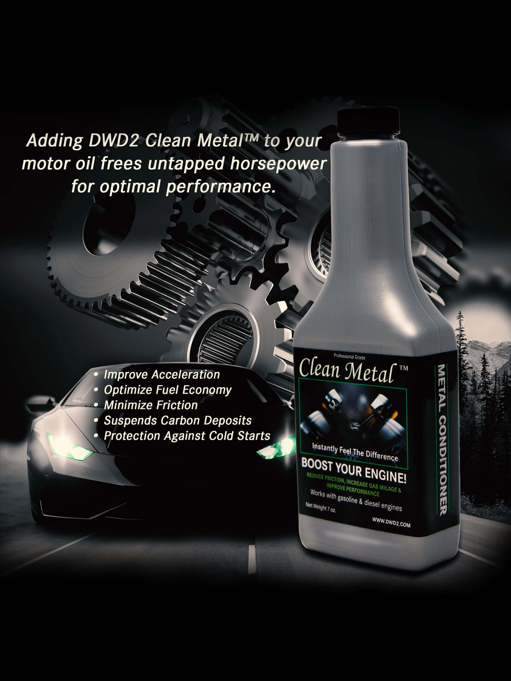 DWD2 Clean Metal™ Conditioner - Engine Oil Additive, Friction Reducer 7 oz. | Motor Oil Additive | Nano-Technology | Reduce Heat and Friction | Enhance Engine Performance | Increase Fuel Economy